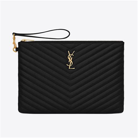 Saint Laurent Monogram Matelassé Leather Pouch .